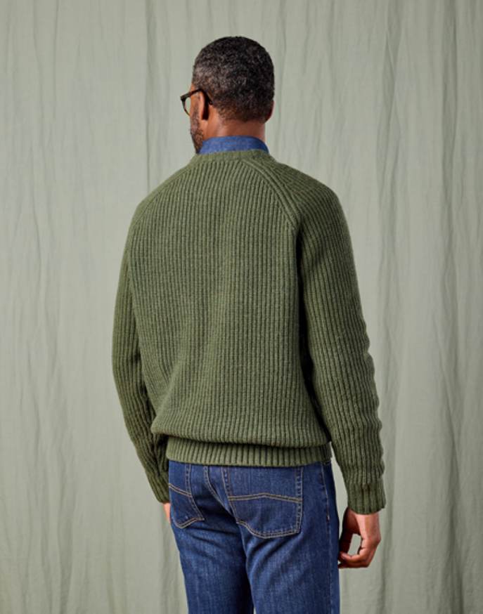 Whitby Rib Crew Neck Jumper - Green