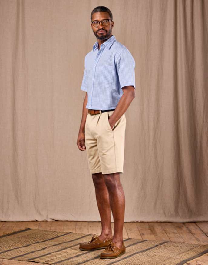 Pleated Front Shorts - Pebble