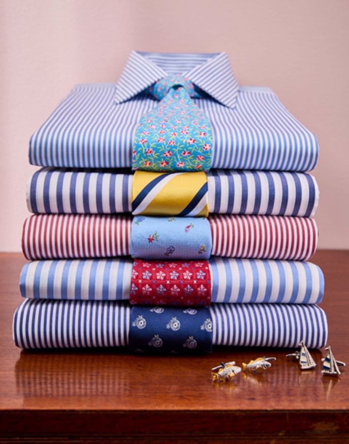 Navy Butcher Stripe Shirt