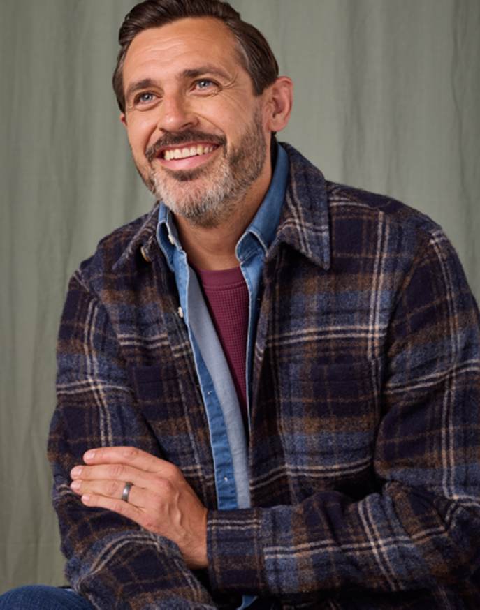 Wool Overshirt - Navy/Brown Check