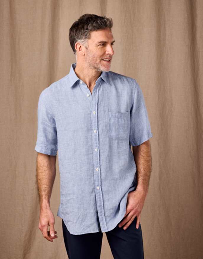Linen Shirt Short Sleeve - Dogtooth