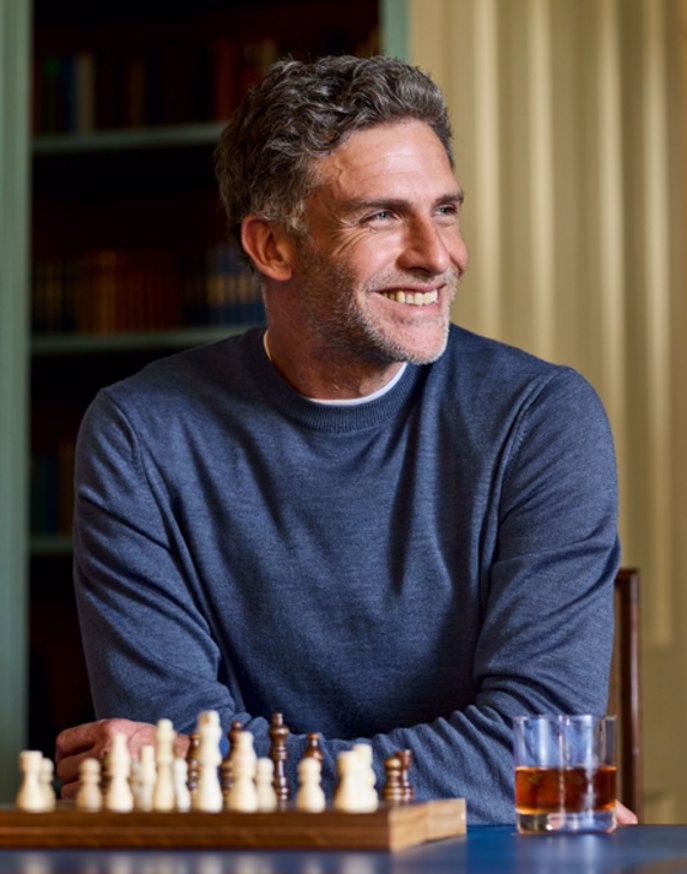 Merino Crew Neck Jumper - Mid Blue