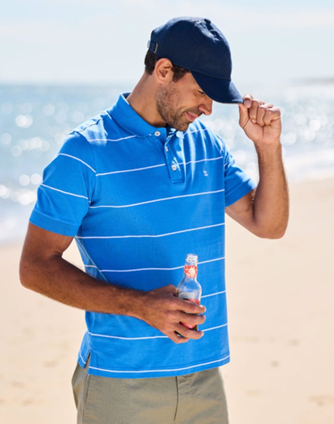 Striped Polo Shirt - Blue/White