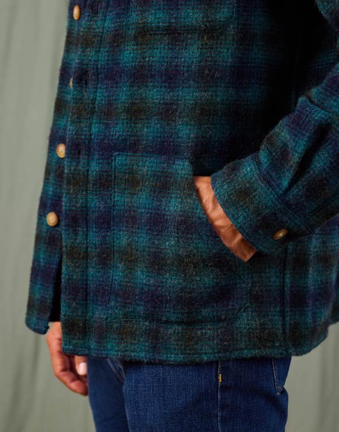 Wool Overshirt - Teal/Navy