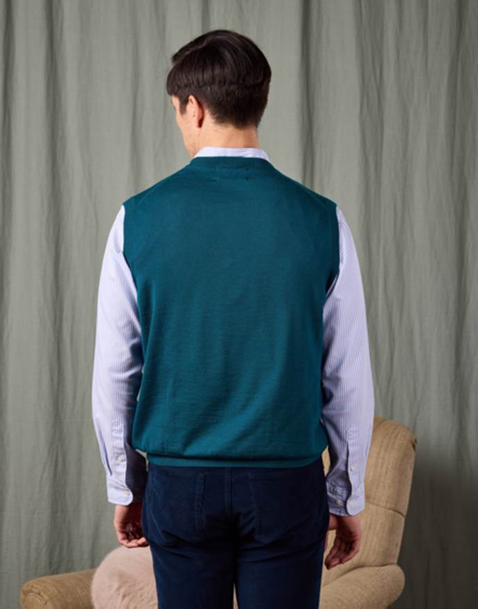 Merino Sleeveless Jumper - Teal