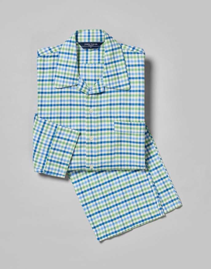 Pyjamas - Blue/Green Check (Brushed)