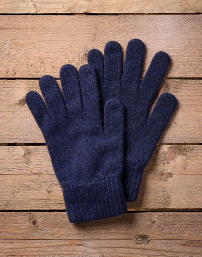 Cashmere Knitted Gloves - Navy