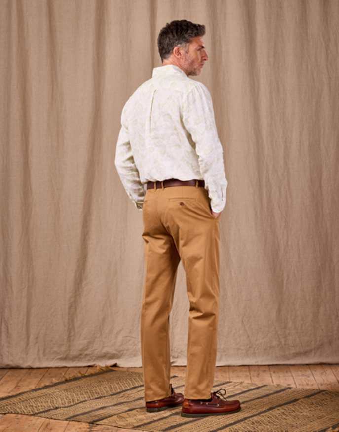 Flat Front Chino Trousers - Tan
