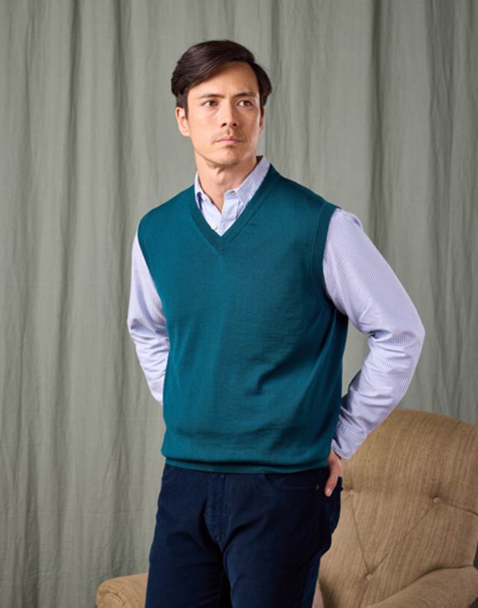 Merino Sleeveless Jumper - Teal