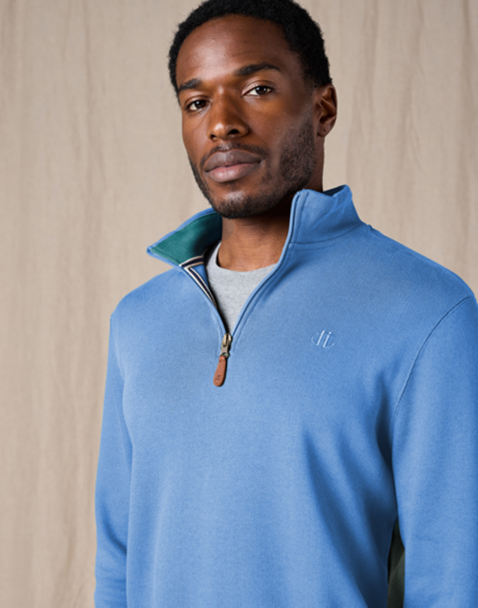 Half Zip Jersey Sweatshirt - Bright Blue