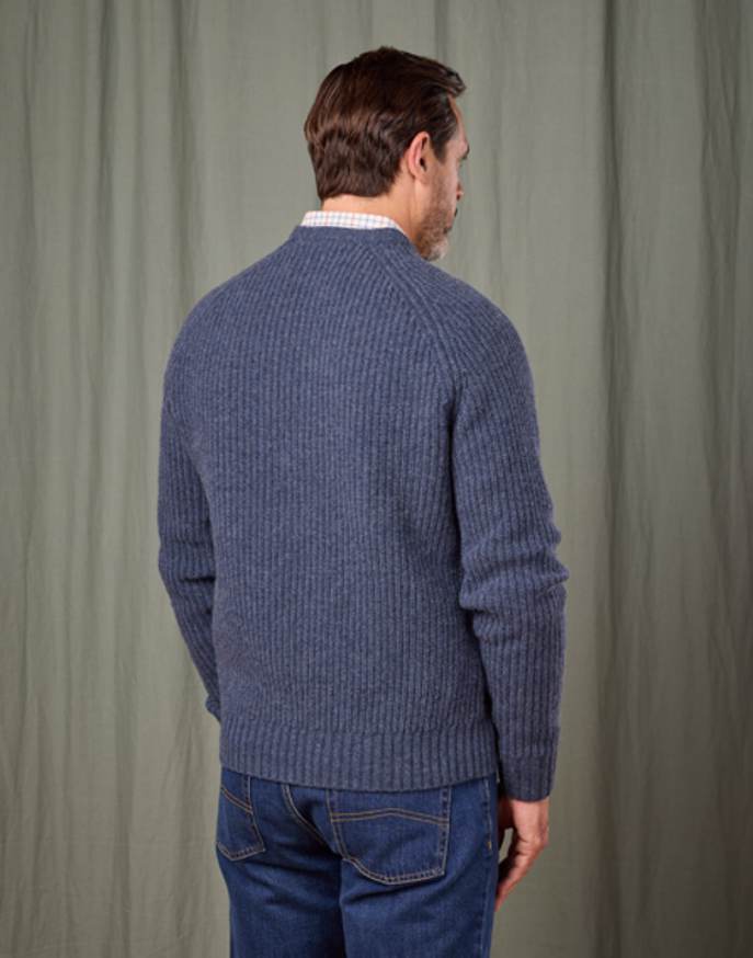 Whitby Rib Crew Neck Jumper - Blue
