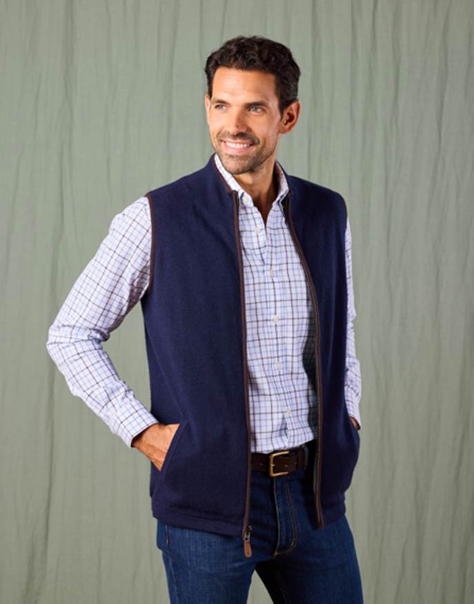 Reversible Merino Gilet - Navy/Green
