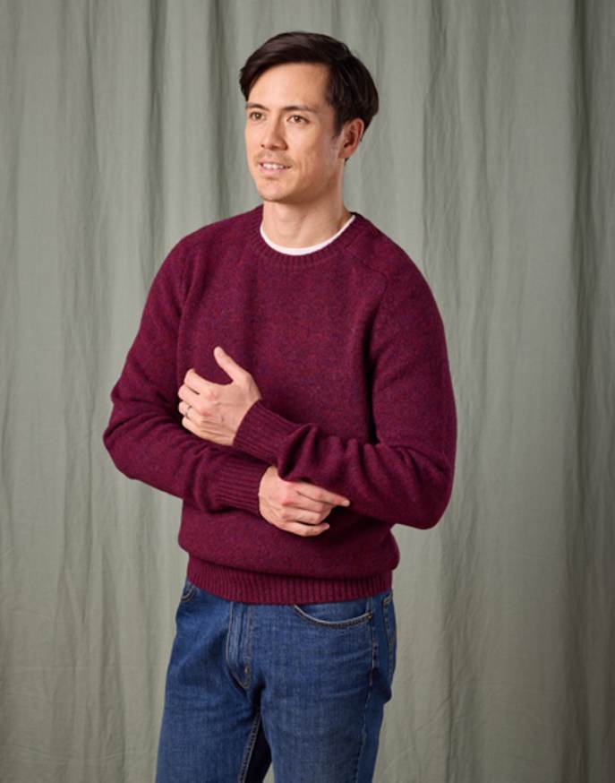 Shetland Crew Neck Jumper - Damson
