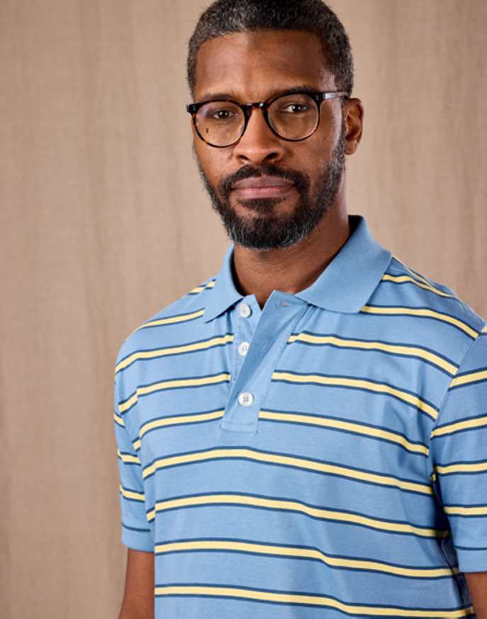 Striped Polo Shirt - Blue/Yellow