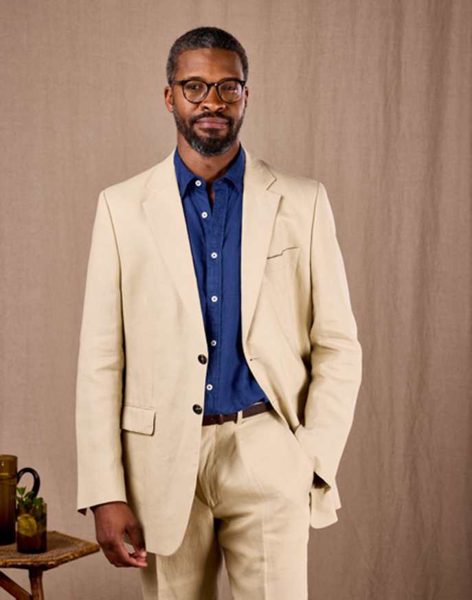 Linen Suit Jacket - Stone