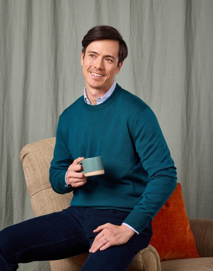 Merino Crew Neck Jumper - Teal