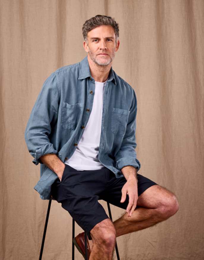 Linen Overshirt - Blue