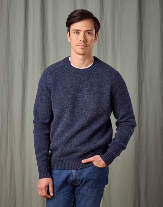 Shetland Crew Neck Jumper- Denim