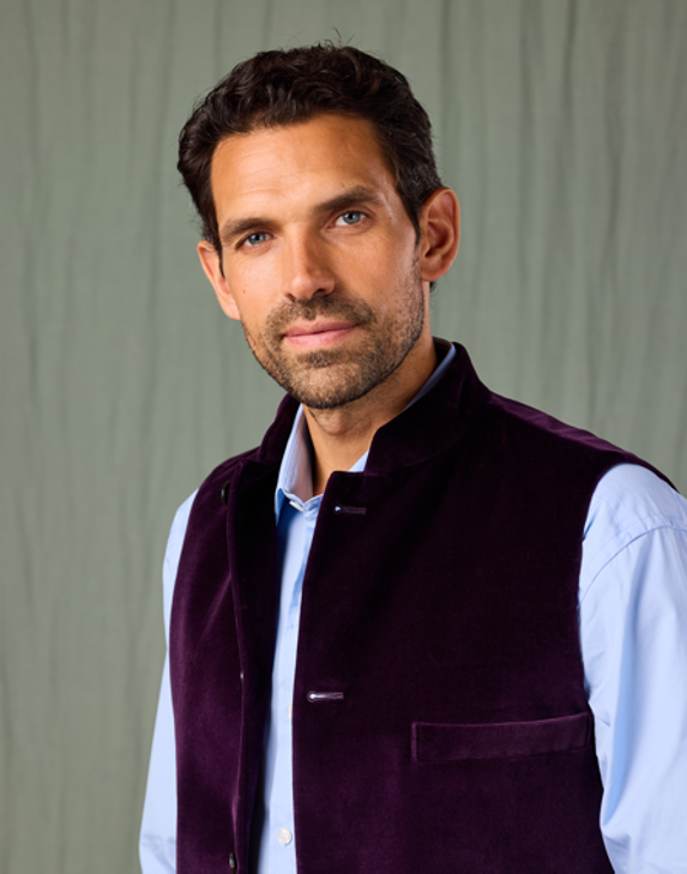 Velvet Nehru Gilet - Purple