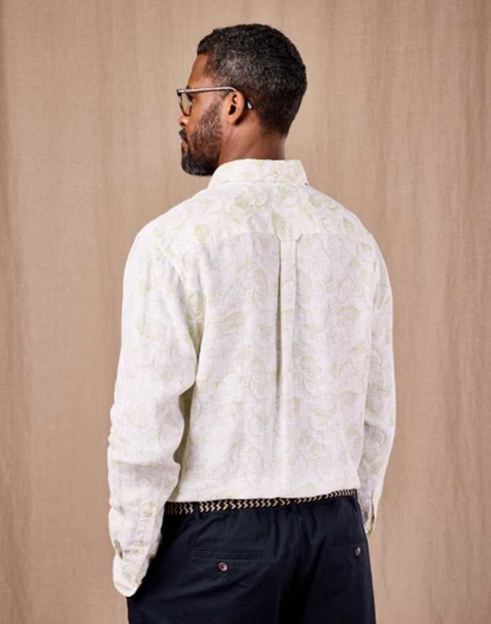 Linen Shirt Long Sleeve - Botanical Print