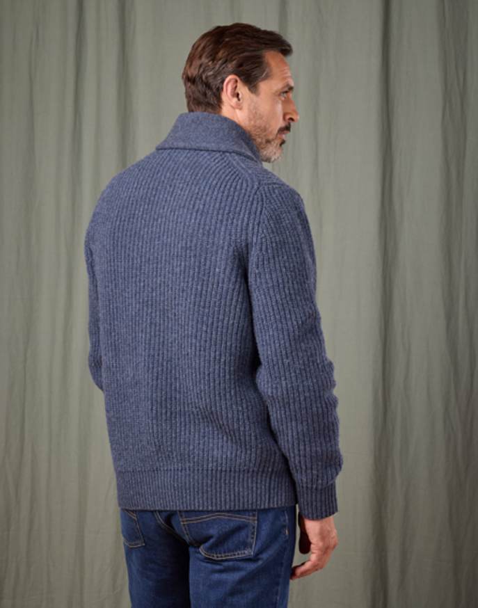 Whitby Shawl Collar Cardigan - Blue