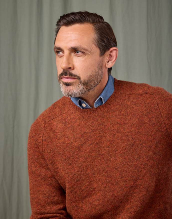 Shetland Crew Neck Jumper - Burnt Orange