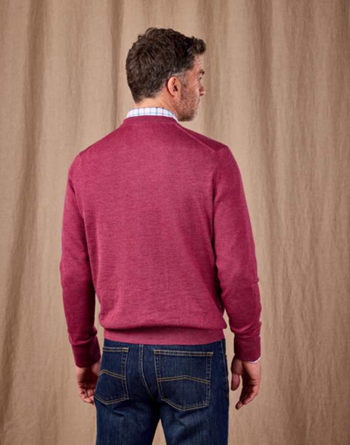 Merino V Neck Jumper - Dusty Rose