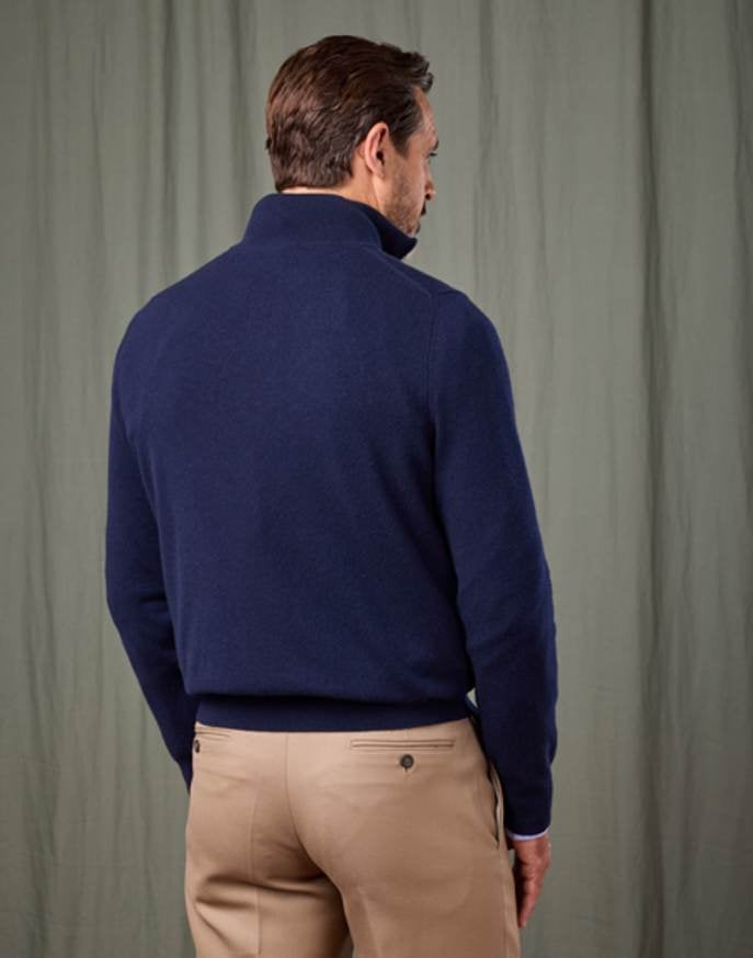 Cashmere Half Zip Jumper - Navy