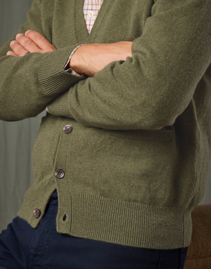 Lambswool Cardigan - Light Olive