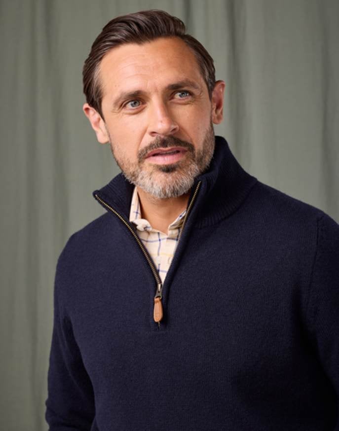 Lambswool Half Zip Jumper - Navy