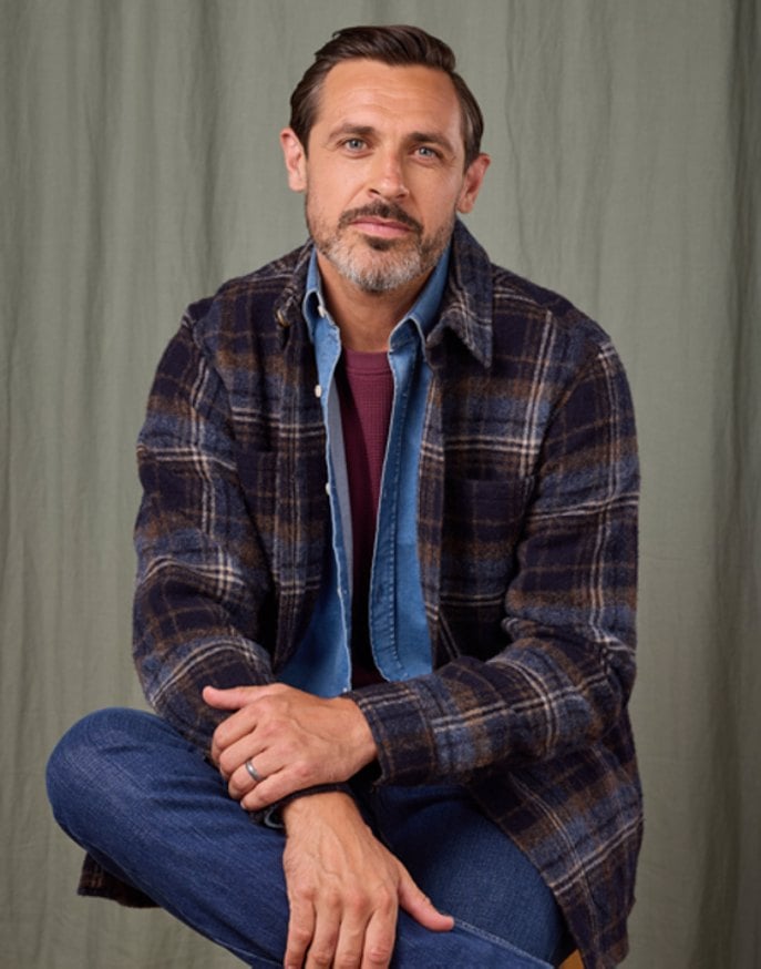 Wool Overshirt - Navy/Brown Check