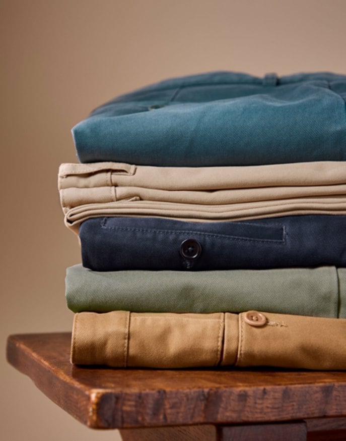 Flat Front Chinos - Petrol Blue