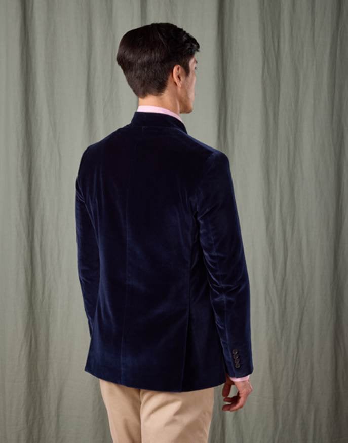 Velvet Nehru Jacket - Navy