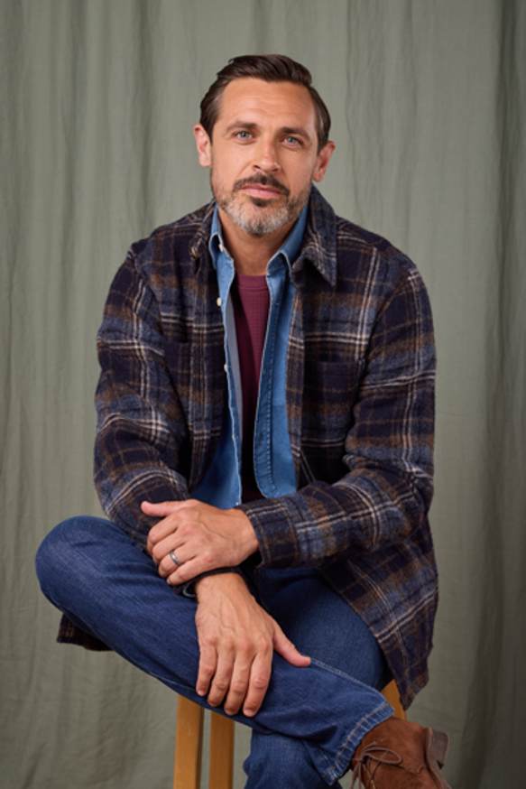 Wool Overshirt - Navy/Brown Check