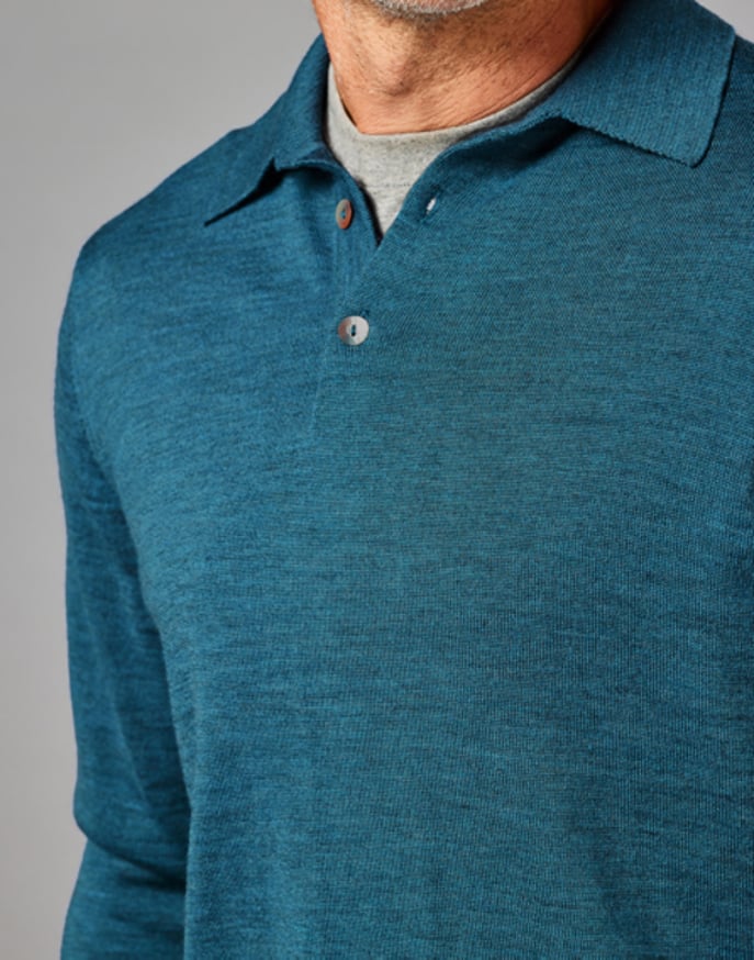Merino Polo Collar Jumper - Teal