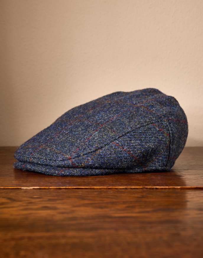 Tweed Flat Cap - Steel Blue Check