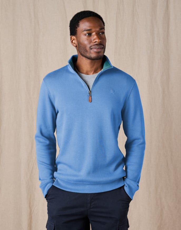 Half Zip Jersey Sweatshirt - Bright Blue