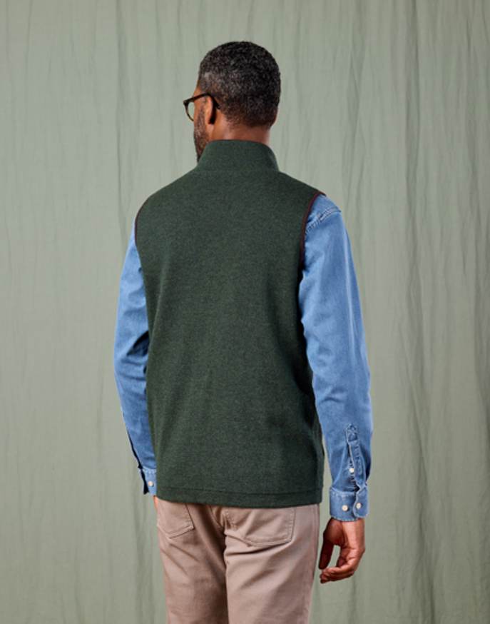 Reversible Merino Gilet - Dark Green/Dark Blue