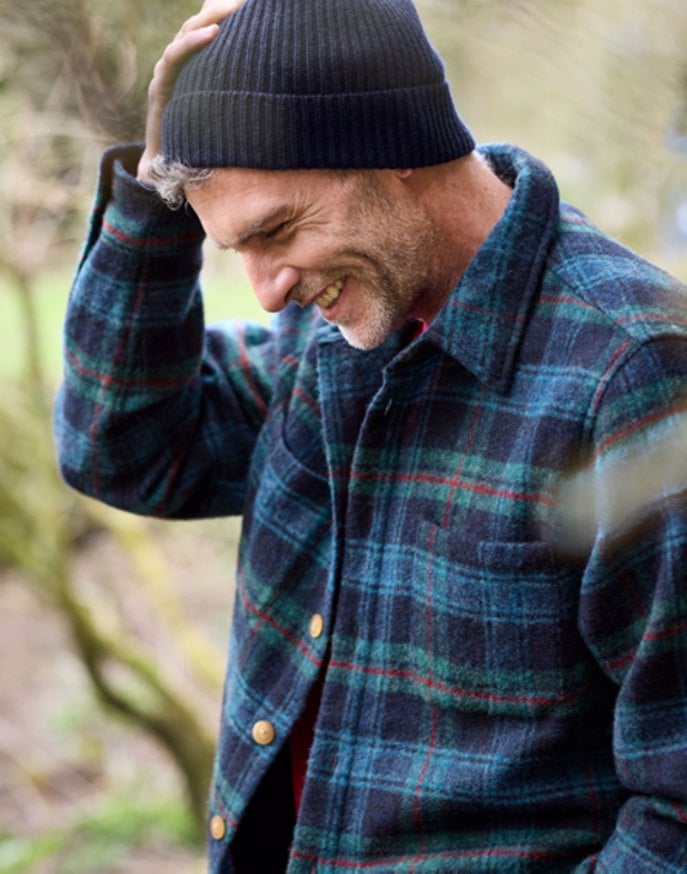 Wool Overshirt - Navy/Green/Red