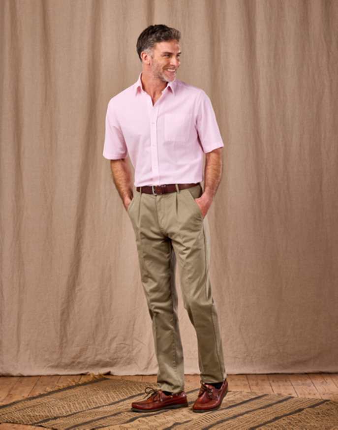 Pleated Front Chino Trousers - Sage