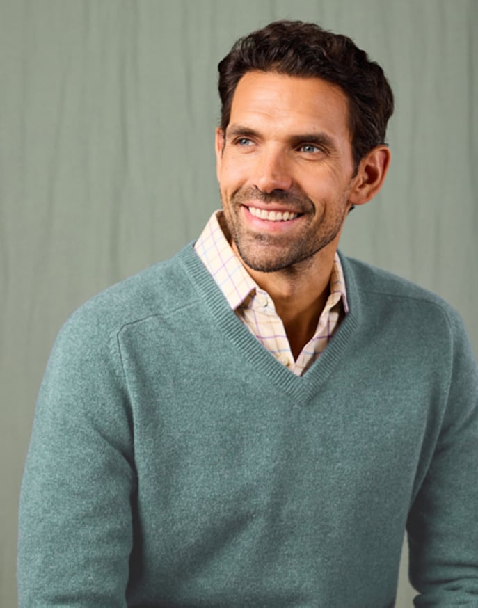 Lambswool V Neck Jumper - Seafoam