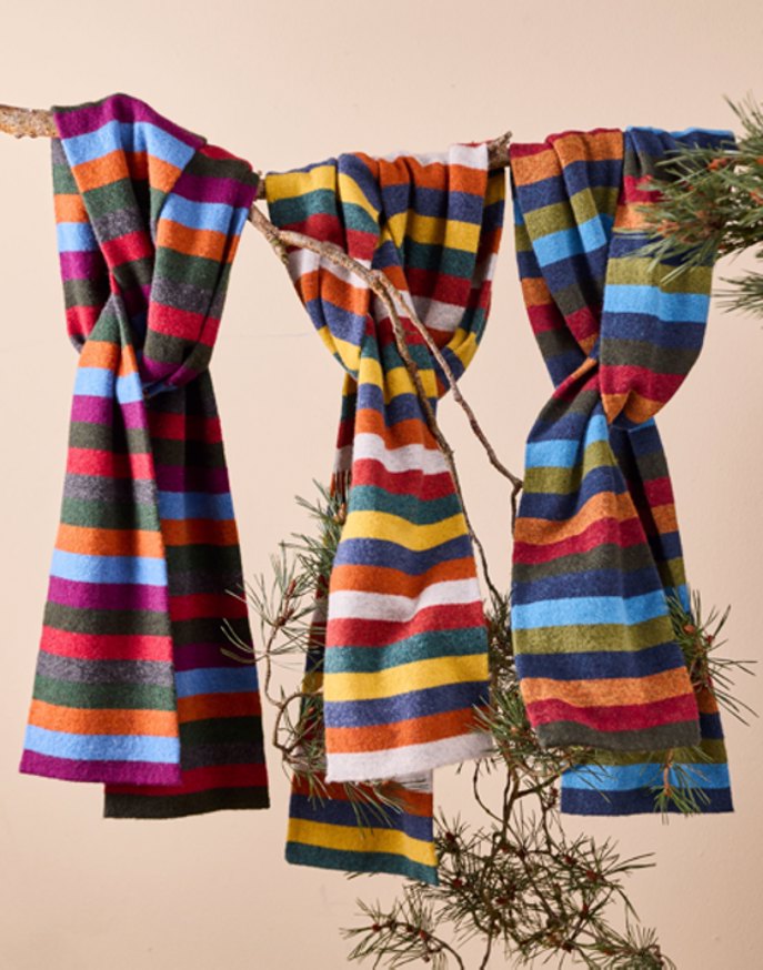 Striped Merino Scarf - Yellow