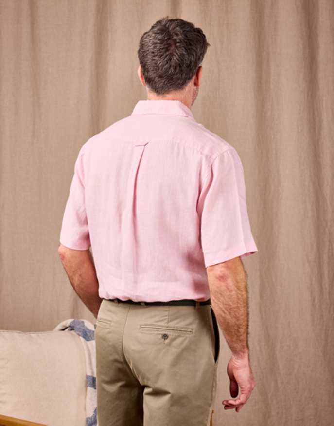 Linen Shirt Short Sleeve - Pink