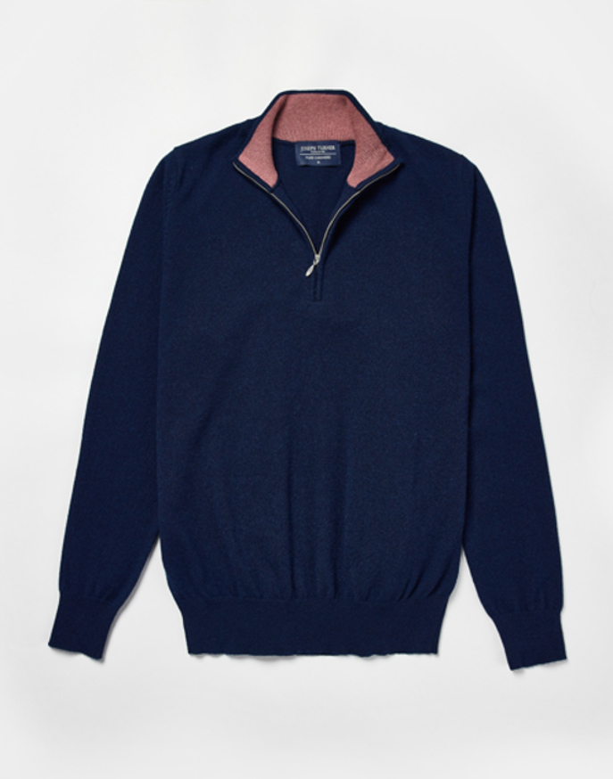Cashmere Half Zip Jumper - Navy