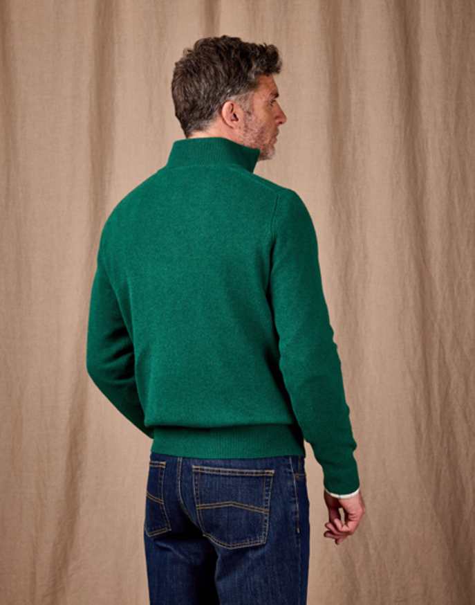 Lambswool Half Zip Jumper - Green