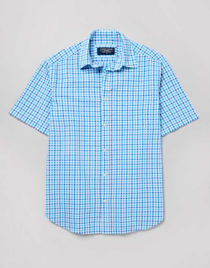 Seersucker Shirt Short Sleeve - Aqua/Blue