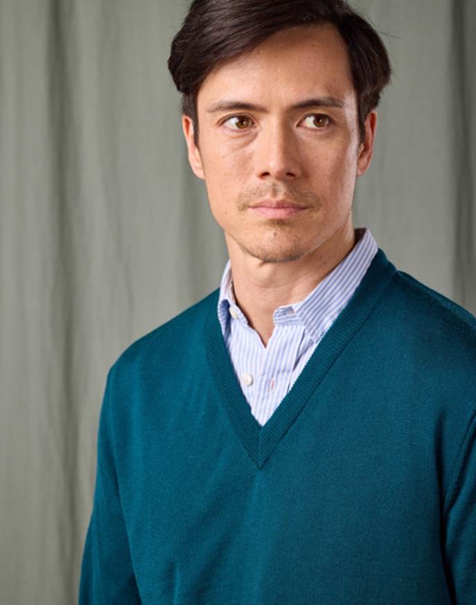 Merino V Neck Jumper - Teal