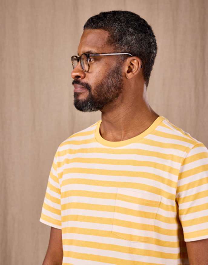 Printed Stripe T Shirt - Yellow