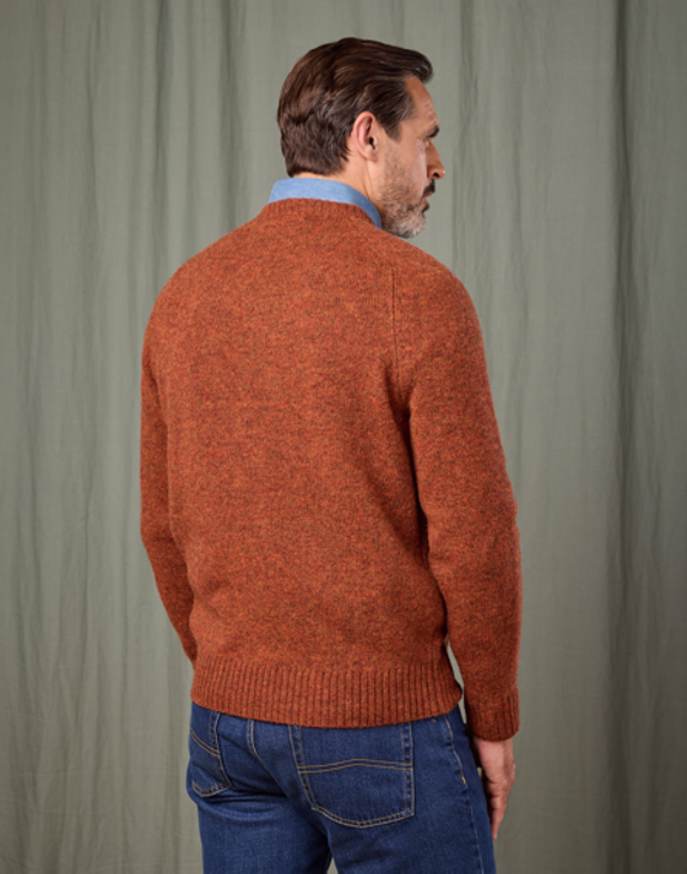 Shetland Crew Neck Jumper - Burnt Orange