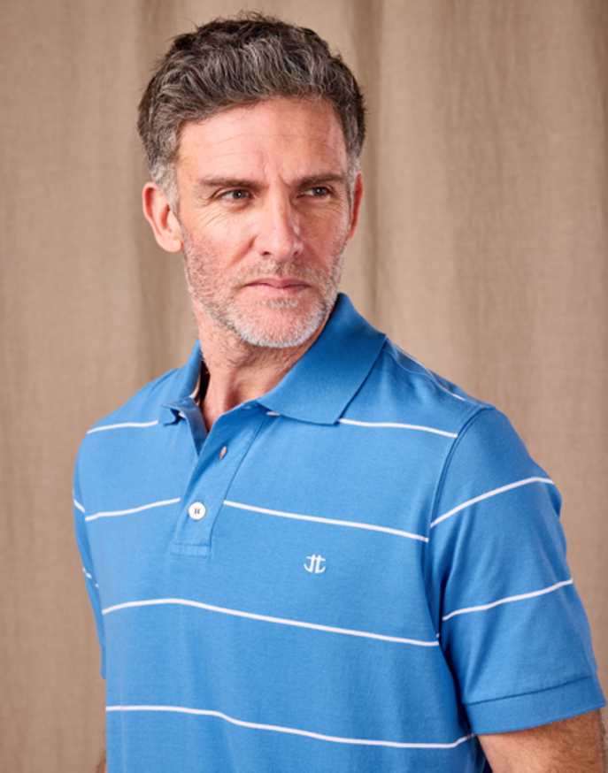 Striped Polo Shirt - Blue/White